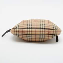Pre Owned Burberry Brown/Beige Haymarket Coated Canvas Small Brooklyn Hobo