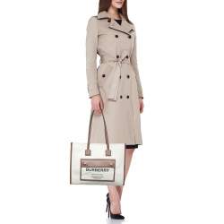 Pre Owned Burberry Beige/Brown Canvas And Leather Small Freya Tote
