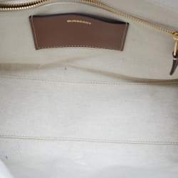 Pre Owned Burberry Beige/Brown Canvas And Leather Small Freya Tote