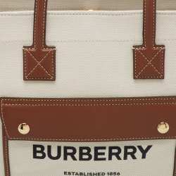 Pre Owned Burberry Beige/Brown Canvas And Leather Small Freya Tote