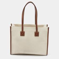 Pre Owned Burberry Beige/Brown Canvas And Leather Small Freya Tote