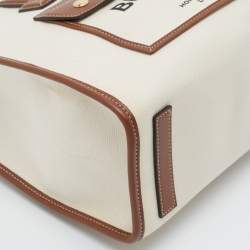 Pre Owned Burberry Beige/Brown Canvas And Leather Small Freya Tote