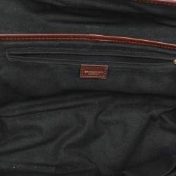 Burberry Brown/Beige Haymarket Check Coated Canvas and Leather Buckle Flap Satchel