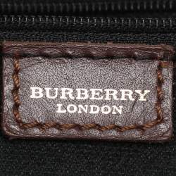 Burberry Brown/Beige Haymarket Check Coated Canvas and Leather Buckle Flap Satchel