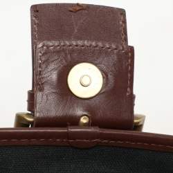 Burberry Brown/Beige Haymarket Check Coated Canvas and Leather Buckle Flap Satchel