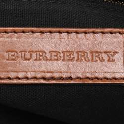 Burberry Brown House Check Canvas and Leather Small Bridle Dutton Hobo