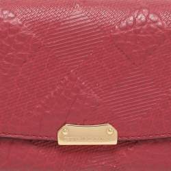Burberry Red Check Embossed Leather Porter Continental Wallet