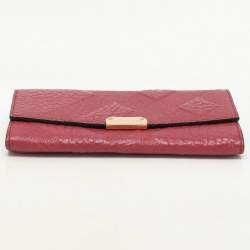 Burberry Red Check Embossed Leather Porter Continental Wallet