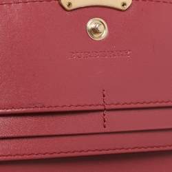 Burberry Red Check Embossed Leather Porter Continental Wallet