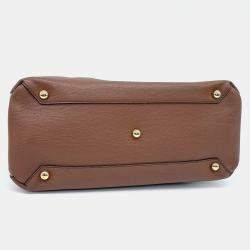 Burberry Brown Leather Banner Medium Satchel Bag