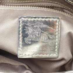 Burberry Silver/Beige Sliced Coated Canvas and Leather Large Beaton Tote
