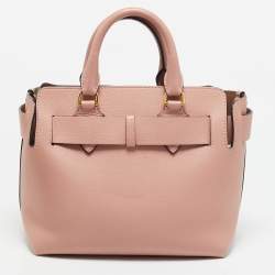 Burberry Old Rose Leather Small Belt Tote