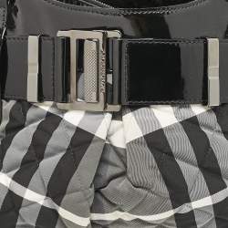 Burberry Black/Grey Check Quilted Nylon and Patent Leather Healy Tote