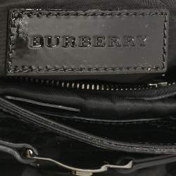 Burberry Black/Grey Check Quilted Nylon and Patent Leather Healy Tote