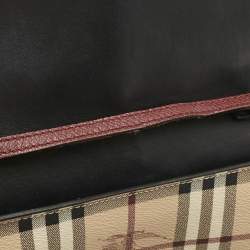Burberry Brown/Beige Haymarket PVC and Leather Loxley Crossbody Bag