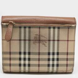 Burberry Brown/Beige Haymarket PVC and Leather Loxley Crossbody Bag