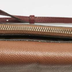 Burberry Brown/Beige Haymarket PVC and Leather Loxley Crossbody Bag