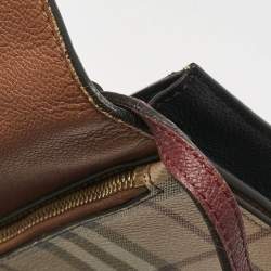 Burberry Brown/Beige Haymarket PVC and Leather Loxley Crossbody Bag