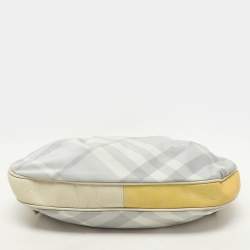 Burberry Grey/Yellow Nova Check Nylon and Patent Leather Brooklyn Hobo
