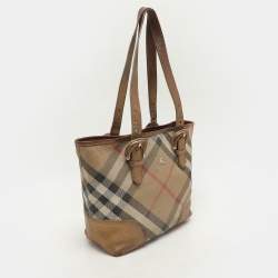 Burberry Metallic Shimmer Nova Check Canvas and Leather Byron Tote