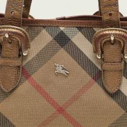 Burberry Metallic Shimmer Nova Check Canvas and Leather Byron Tote