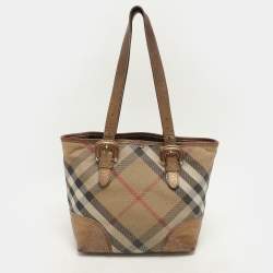 Burberry Metallic Shimmer Nova Check Canvas and Leather Byron Tote