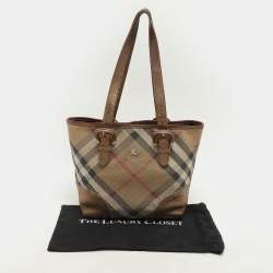 Burberry Metallic Shimmer Nova Check Canvas and Leather Byron Tote