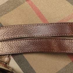 Burberry Metallic Shimmer Nova Check Canvas and Leather Byron Tote