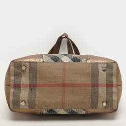 Burberry Metallic Shimmer Nova Check Canvas and Leather Byron Tote