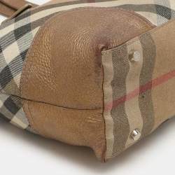 Burberry Metallic Shimmer Nova Check Canvas and Leather Byron Tote
