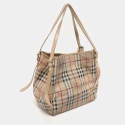 Burberry Beige Haymarket Coated Canvas and Leather Canterbury Tote