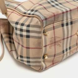 Burberry Beige Haymarket Coated Canvas and Leather Canterbury Tote