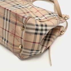 Burberry Beige Haymarket Coated Canvas and Leather Canterbury Tote