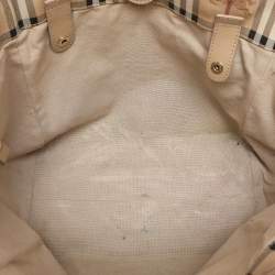 Burberry Beige Haymarket Coated Canvas and Leather Canterbury Tote