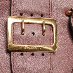 مملوكة مسبقًا Burberry Burgundy Grained Leather Small Buckle Tote