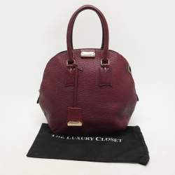 Burberry Burgundy Embossed Leather Medium Orchard Bowler Bag