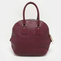 Burberry Burgundy Embossed Leather Medium Orchard Bowler Bag