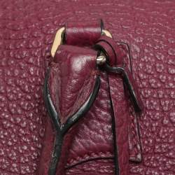 Burberry Burgundy Embossed Leather Medium Orchard Bowler Bag