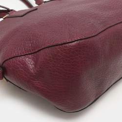 Burberry Burgundy Embossed Leather Medium Orchard Bowler Bag