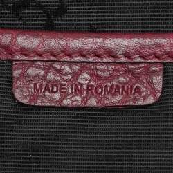 Burberry Burgundy Embossed Leather Medium Orchard Bowler Bag