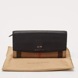 Burberry Beige/Black House Check Canvas and Leather Flap Continental Wallet