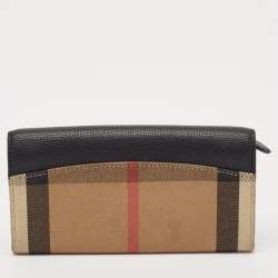 Burberry Beige/Black House Check Canvas and Leather Flap Continental Wallet