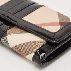 Burberry Black Novacheck Coated Canvas and Patent Leather Penrose Continental Wallet 