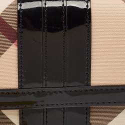 Burberry Black Novacheck Coated Canvas and Patent Leather Penrose Continental Wallet 