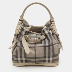 Burberry Beige Smoked Check PVC and Leather Walden Hobo