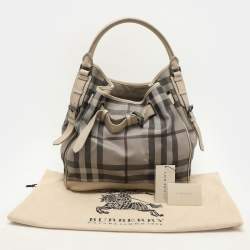 Burberry Beige Smoked Check PVC and Leather Walden Hobo