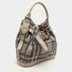 Burberry Beige Smoked Check PVC and Leather Walden Hobo