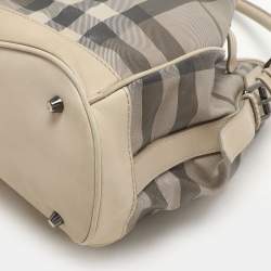Burberry Beige Smoked Check PVC and Leather Walden Hobo