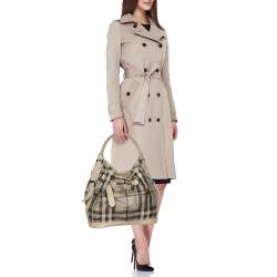 Burberry Beige Smoked Check PVC and Leather Walden Hobo