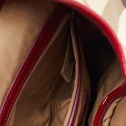 Burberry Beige/Burgundy Nova Check PVC and Patent Leather Brooke Hobo